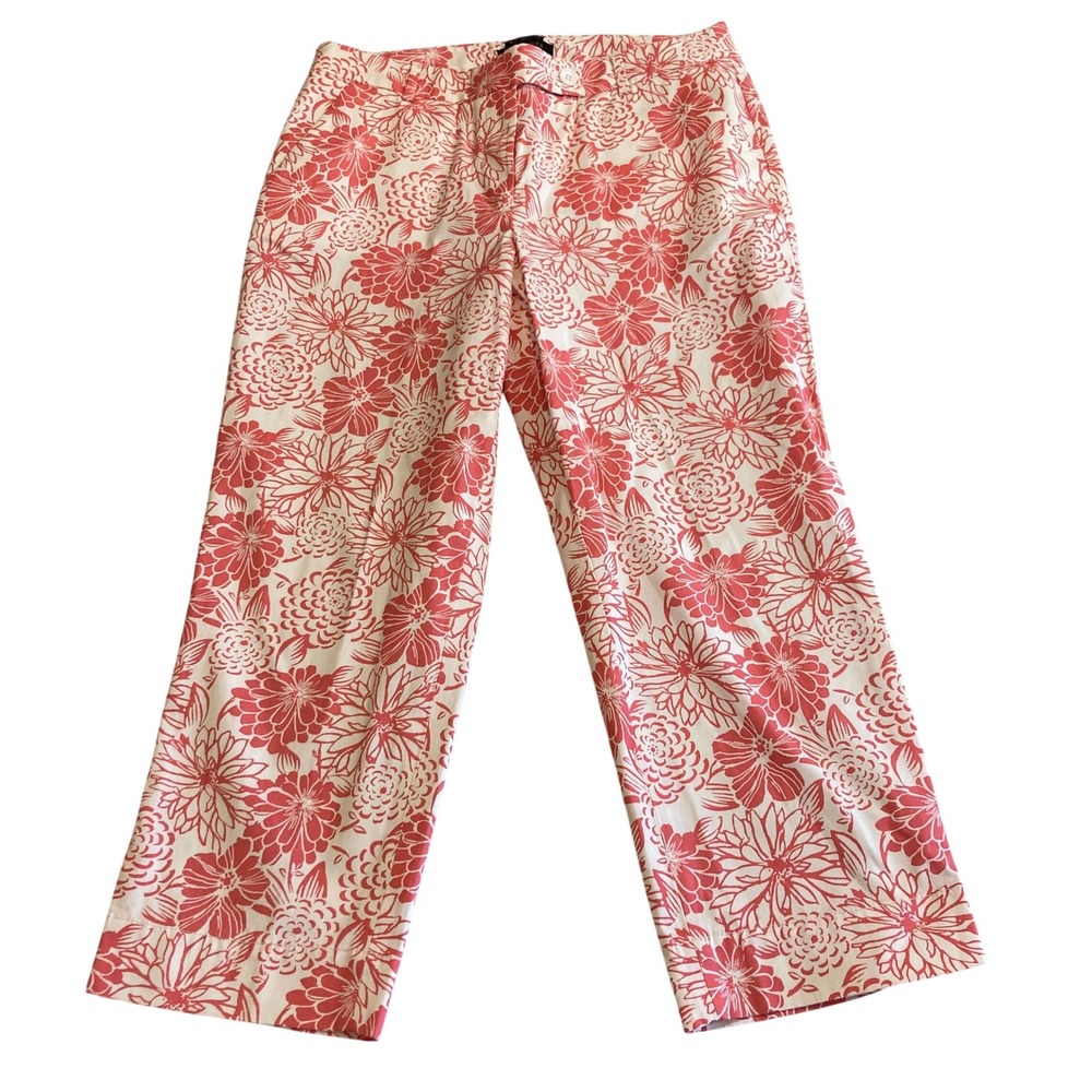 Talbots‎ Pants 8 (30x24) Crop The Perfect Skimmer Curvy Pink White Floral ID24S